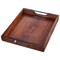 Acacia Wood Serving Tray with Metal Handles 17x12" Rustic Dark Walnut Kitchen & Coffee Table Organizer